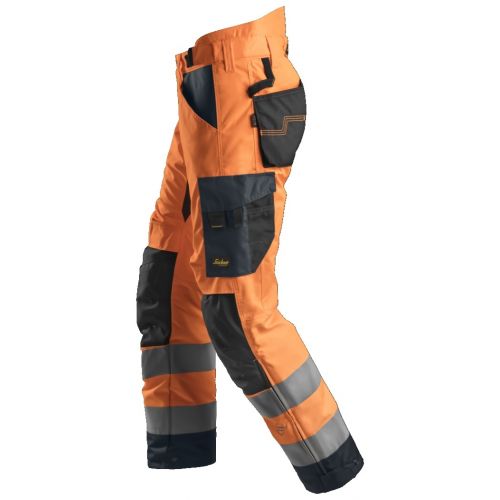 6639 Pantalones largos de trabajo aislantes 37.5® de alta visibiidad clase 2 AllroundWork  naranja/ gris acero