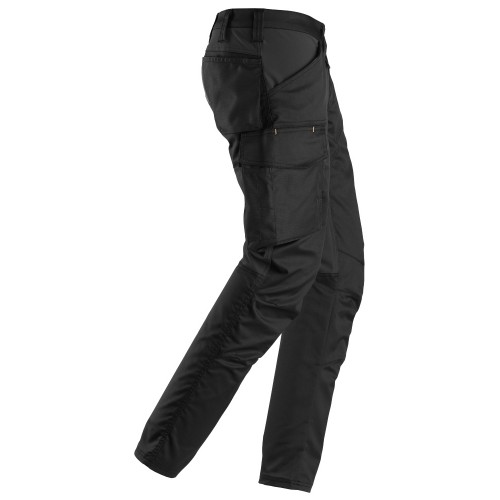 6703 Pantalones largos de trabajo elásticos para mujer sin bolsillos para rodilleras AllroundWork negro