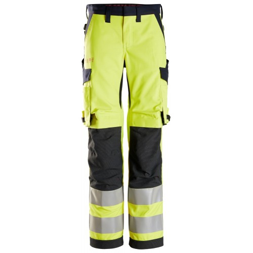 6760 Pantalones largos de trabajo de alta visibilidad clase 2 para mujer ProtecWork amarillo-azul marino talla 44