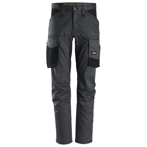 6803 Pantalones largos de trabajo elásticos sin bolsillos para las rodilleras AllroundWork gris acero-negro talla 116