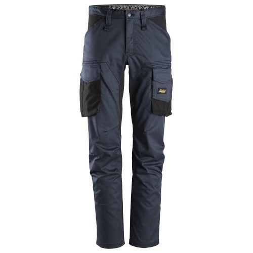 6803 Pantalones largos de trabajo elásticos sin bolsillos para las rodilleras AllroundWork azul marino-negro talla 92