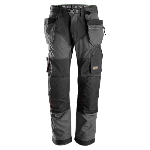 6902 Pantalones largos de trabajo con bolsillos flotantes FlexiWork gris acero-negro talla 156