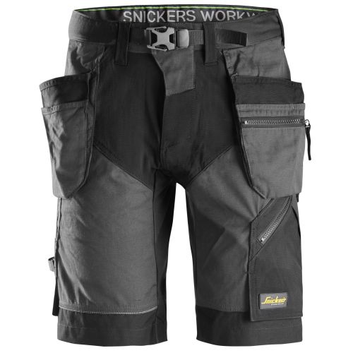 6904 Pantalón corto FlexiWork+ con bolsillos flotantes gris acero-negro talla 56