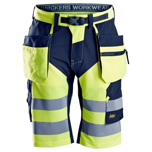 6933 Pantalones largos de trabajo de alta visibilidad clase 1 FlexiWork amarillo-azul marino talla 56