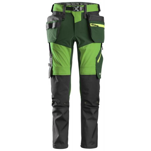 Pantalón FlexiWork Softshell elástico con bolsillos flotantes Verde Manzana/Verde Bosque talla 112