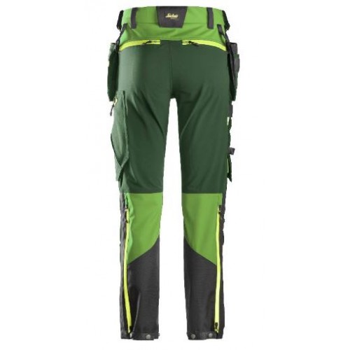 6940 Pantalones largos de trabajo elásticos FlexiWork Softshell Slim Fit bolsillos flotantes verde manzana/ verde bosque