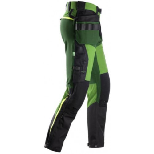 6940 Pantalones largos de trabajo elásticos FlexiWork Softshell Slim Fit bolsillos flotantes verde manzana/ verde bosque