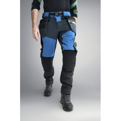 6940 Pantalones largos de trabajo elásticos FlexiWork Softshell Slim Fit bolsillos flotantes azul verdadero/ azul marino