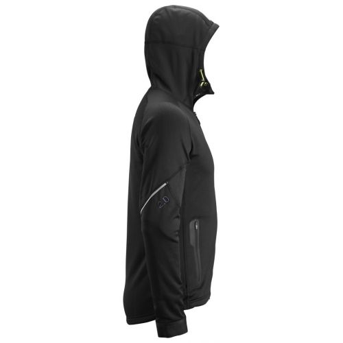 8002 Chaqueta con capucha de forro polar elástico Polartec® Power Stretch® 2.0 FlexiWork negro