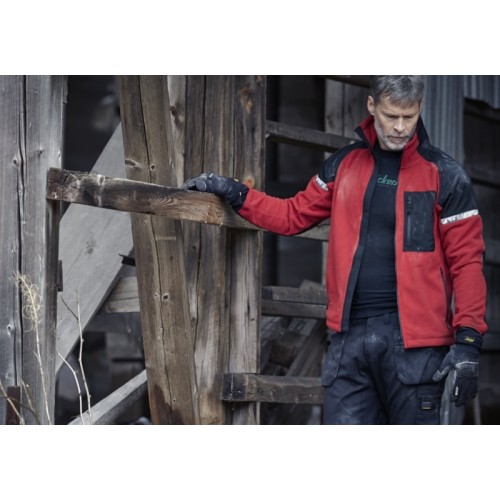 8005 Chaqueta cortavientos con forro polar AllroundWork rojo intenso/ negro