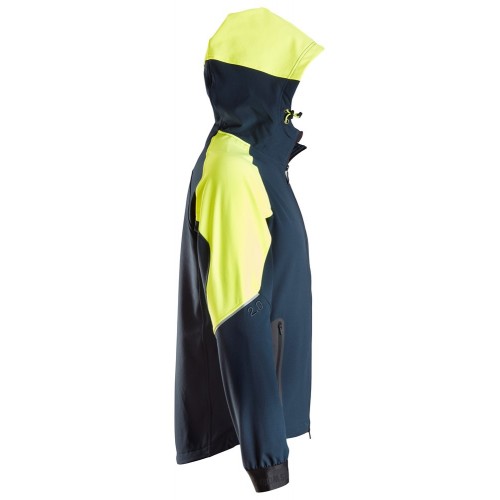 8025 Sudadera fluorescente con capucha y cremallera completa FlexiWork azul marino/ amarillo