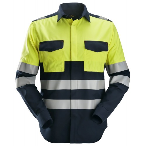 8560 Camisa de manga larga de alta visibilidad clase 1 ProtecWork azul marino-amarillo talla L