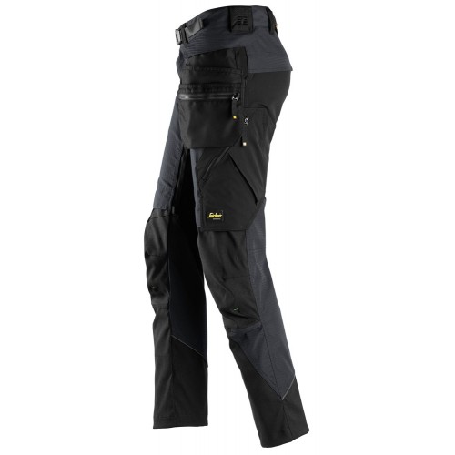 6972 Pantalones largos de trabajo desmontables con bolsillos flotantes FlexiWork gris acero/ negro