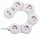 Base de tomas múltiples maniobrable Vario Power con puertos USB