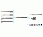 Broca con 2 labios de corte con rosca ratio (Sistema modular Megadrill)