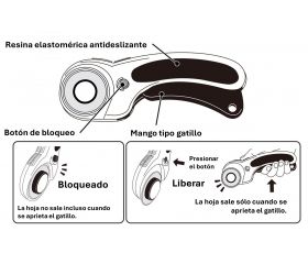 Cúter rotativo para cuchilla circular de 60 mm con botón de bloqueo