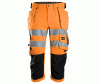 6138 Pantalones pirata de trabajo elásticos de alta visibilidad clase 1/2 con bolsillos flotantes naranja-negro