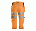 6138 Pantalones pirata de trabajo elásticos de alta visibilidad clase 1/2 con bolsillos flotantes naranja-negro