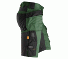 6141 Pantalones cortos de trabajo elásticos Slim Fit AllroundWork con bolsillos flotantes verde forestal/ negro