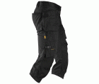 Pantalones pirata de trabajo elásticos bolsillos flotantes AllroundWork 6142 Negro