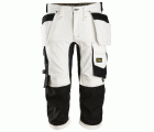 Pantalones pirata de trabajo elásticos bolsillos flotantes AllroundWork 6142 Blanco/Negro