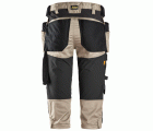 6142 Pantalones pirata de trabajo elasticos con bolsillos flotantes AllroundWork beige-negro