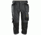 Pantalones pirata de trabajo elásticos bolsillos flotantes AllroundWork 6142 Gris Acero/Negro