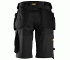 6151 Pantalones cortos de trabajo elásticos de ajuste holgado AllroundWork con bolsillos flotantes negro