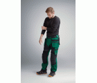 6214 Pantalones largos de trabajo con bolsillos flotantes Canvas+ RuffWork verde forestal-negro