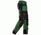 6214 Pantalones largos de trabajo con bolsillos flotantes Canvas+ RuffWork verde forestal-negro