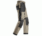 6224 Pantalones largos de trabajo elásticos AllroundWork Canvas+ con bolsillos flotantes color beige