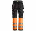 6233 Pantalones largos de trabajo de alta visibilidad clase 1 con bolsillos flotantes AllroundWork negro-naranja