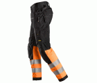 6233 Pantalones largos de trabajo de alta visibilidad clase 1 con bolsillos flotantes AllroundWork negro-naranja