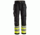 6233 Pantalones largos de trabajo de alta visibilidad clase 1 con bolsillos flotantes AllroundWork negro-amarillo