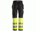 6233 Pantalones largos de trabajo de alta visibilidad clase 1 con bolsillos flotantes AllroundWork negro-amarillo