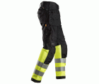 6233 Pantalones largos de trabajo de alta visibilidad clase 1 con bolsillos flotantes AllroundWork negro-amarillo