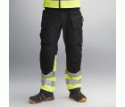 6233 Pantalones largos de trabajo de alta visibilidad clase 1 con bolsillos flotantes AllroundWork negro-amarillo