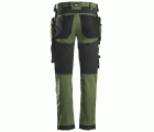 6241 Pantalones largos de trabajo elásticos AllroundWork Slim Fit con bolsillos flotantes color verde khaki/ negro