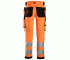 6243 Pantalones largos de trabajo elásticos de alta visibilidad clase 2 con bolsillos flotantes naranja/ negro