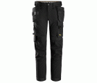 6275 Pantalones largos de trabajo elásticos 4 vías con bolsillos flotantes AllroundWork color negro