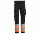 6334 Pantalones largos de trabajo elásticos de alta visibilidad clase 1 negro-naranja