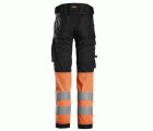 6334 Pantalones largos de trabajo elásticos de alta visibilidad clase 1 negro-naranja