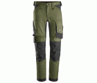 6341 Pantalones largos de trabajo elásticos AllroundWork Slim Fit color verde khaki/ negro