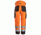 6630 Pantalones largos de trabajo impermeables de alta visibilidad clase 2 acolchados con doble capa 37.5® naranja / negro