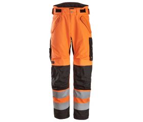 6630 Pantalones largos de trabajo impermeables de alta visibilidad clase 2 acolchados con doble capa 37.5® naranja / negro