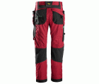 6902 Pantalones largos de trabajo FlexiWork bolsillos flotantes rojo/ negro