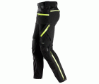 6940 Pantalones largos de trabajo elásticos FlexiWork Softshell Slim Fit bolsillos flotantes negro/ amarillo neón