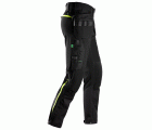 6940 Pantalones largos de trabajo elásticos FlexiWork Softshell Slim Fit bolsillos flotantes negro/ amarillo neón