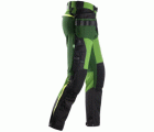 6940 Pantalones largos de trabajo elásticos FlexiWork Softshell Slim Fit bolsillos flotantes verde manzana/ verde bosque