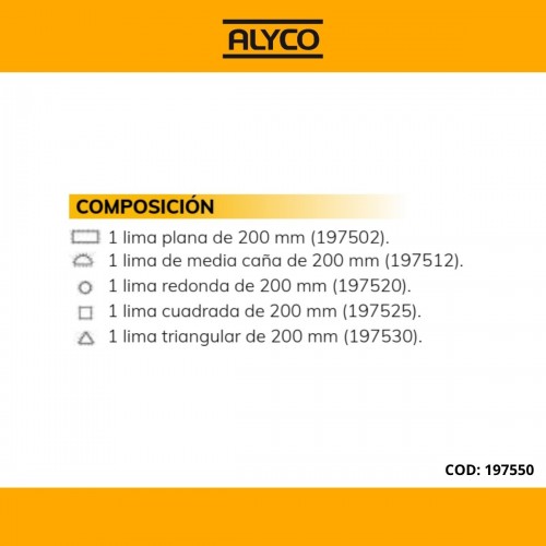 Juego De 5 Limas Entrefinas En Bolsa De Nylon ALYCO